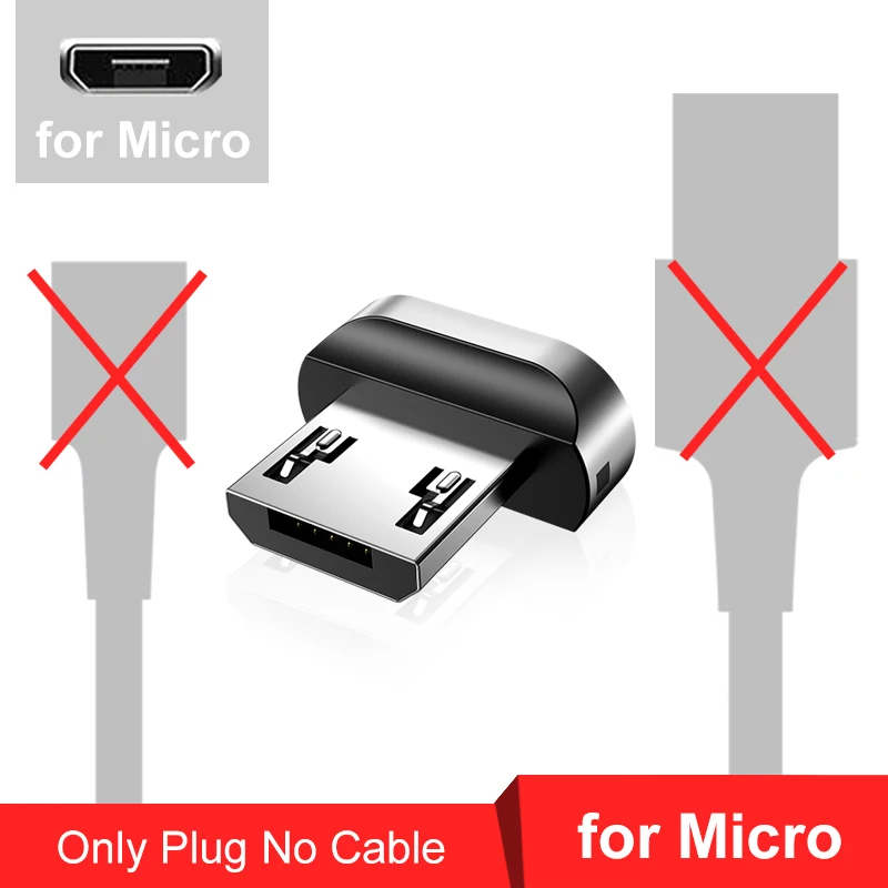 micro plug no cable Elough Магнитный зарядный кабель для iphone кабель Micro usb type c кабель для HUAWEI P30 Магнитный кабель быстрое зарядное устройство USB C провод для передачи данных - Цвет: micro plug no cable