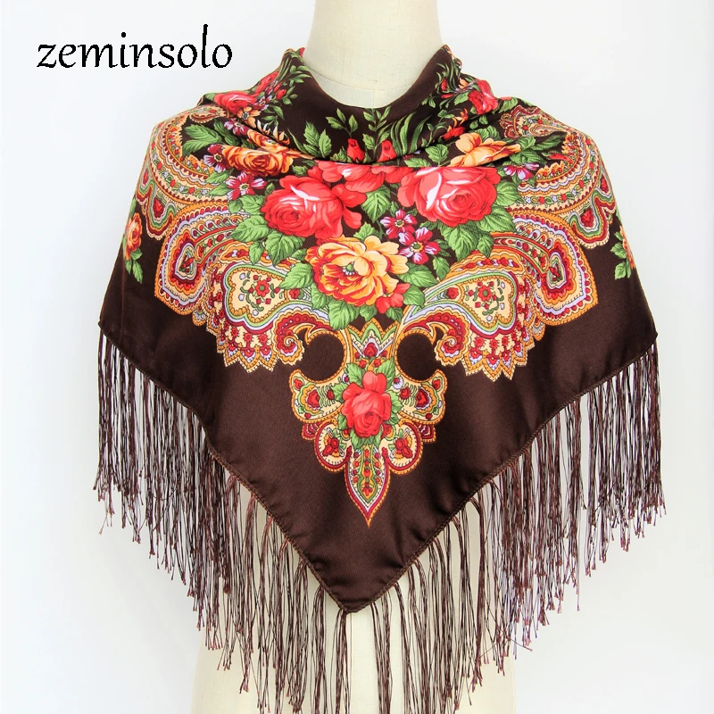 Русский Ретро винтажный цветочный хлопковый квадратный шарф хиджаб палантины