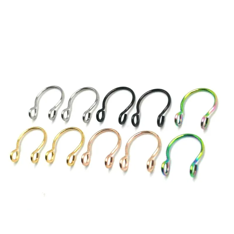 

2021 1Pc Body Jewelery for Women Stainless Steel Fake Nose Piercing Fake Septum Piercing Nose Rings Studs U-shaped Double Circle