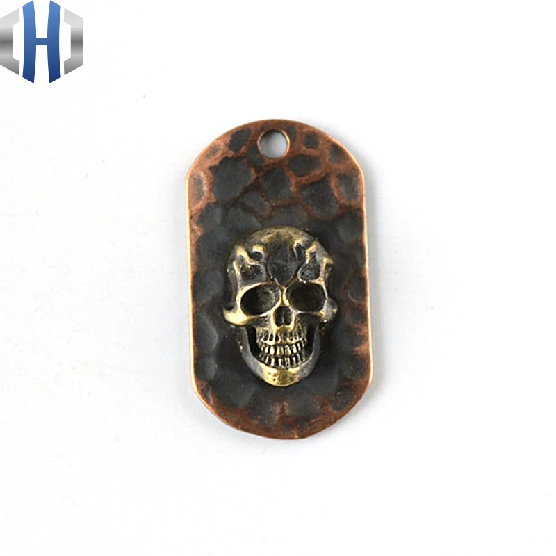 Пламенный череп стальное ожерелье Пламя подвеска из чистой меди красная медная