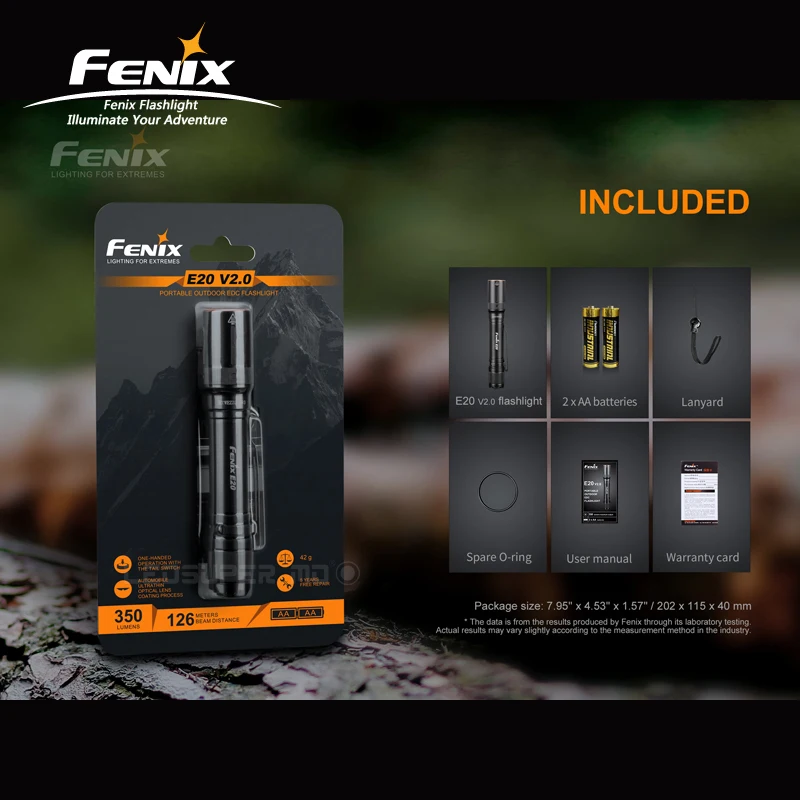 Portable AA Light Fenix E20 V2.0 Luminus SST20 LED Lightweight/ Compact EDC Flashlight with 2 AA Batteries images - 6