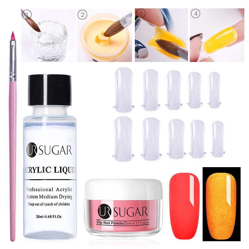 Extension Set 11 UR SUGAR, 5 мл, светящийся набор порошка для ногтей, для вырезания, удлинение французских ногтей, полимерный порошок, градиент, растут в темноте, украшение - Цвет: Extension Set 11