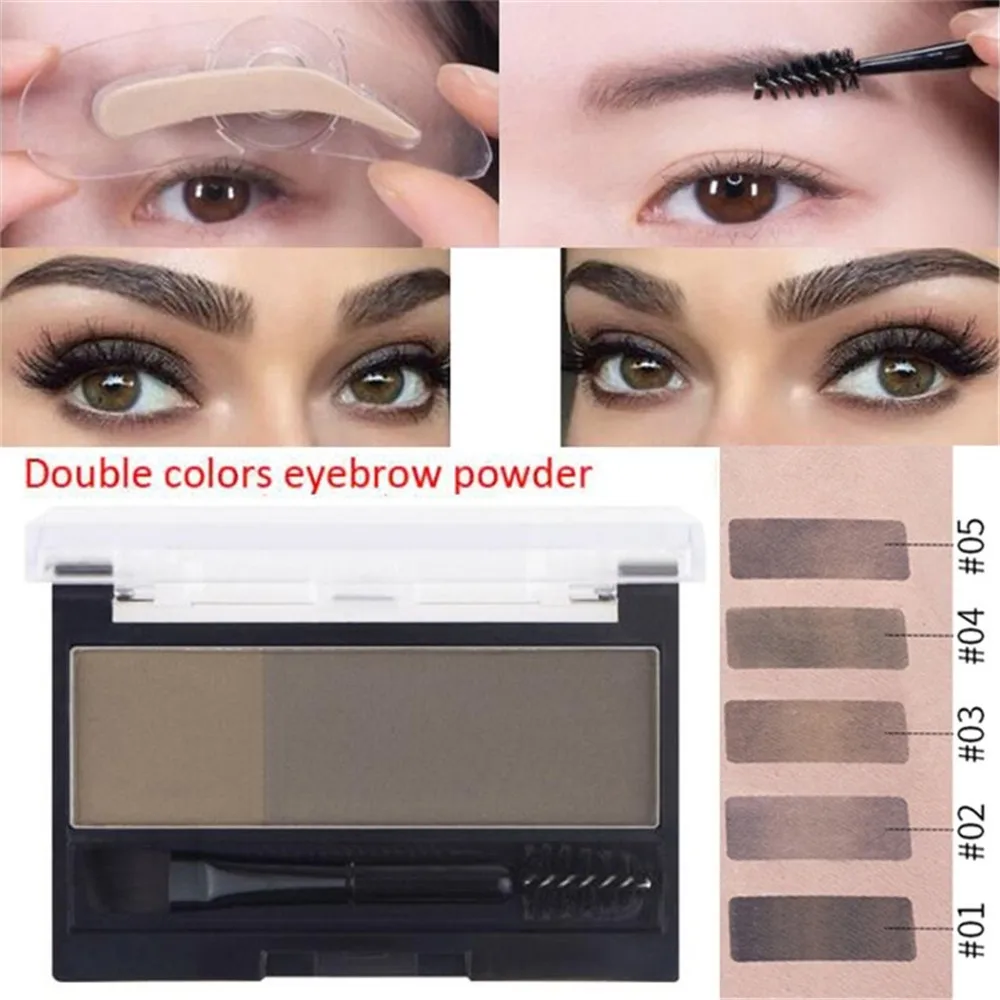 Двухцветная пудра для бровей палитра макияжа натуральные коричневые тени 3D век
