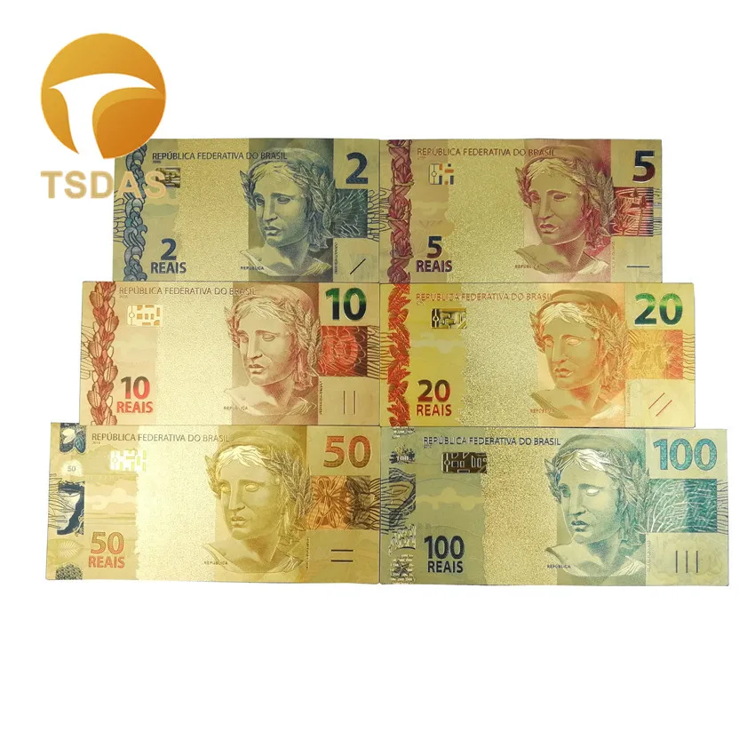 Сувенир в подарок обычной Позолоченные банкноты Бразилия 2 100 все фотографии