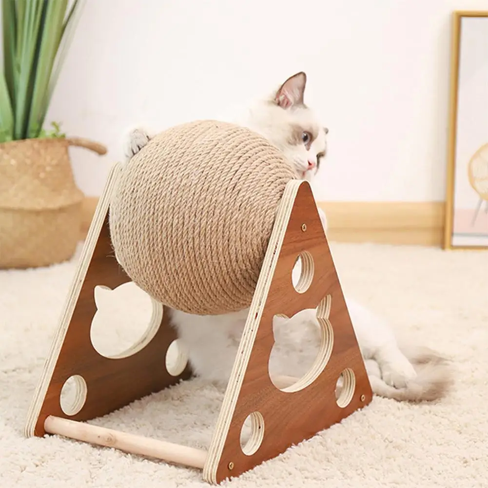 Wooden Cat Scratching Ball Grinding Claw Sisal Rope Climbing Frame Scratch Board Pet Training Supplies | Дом и сад