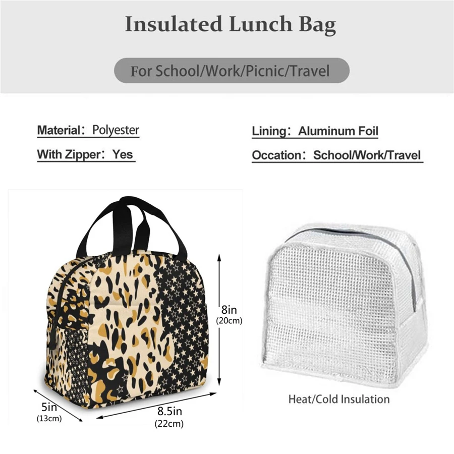 

Noisydesigns Luxury Europe Leopard Print Lunch Bag For Women Thermal Breakfast Food Box Portable Picnic Travel Children Bolso