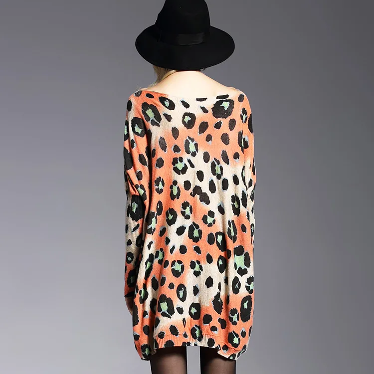 

2019 Season Slim Large Size Loose Women's Printing Medium Long Sweater Top Cardigan Women