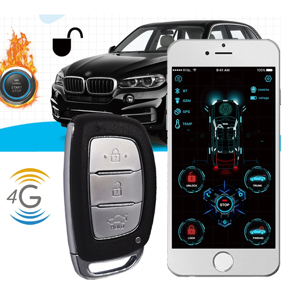 Cardot 4G смартфон без ключа кнопка запуска gps трекер система gps Автомобильная сигнализация