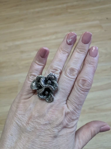 Женское Винтажное кольцо с тремя цветами|jewelry black|flower jewelrywomen vintage ring |
