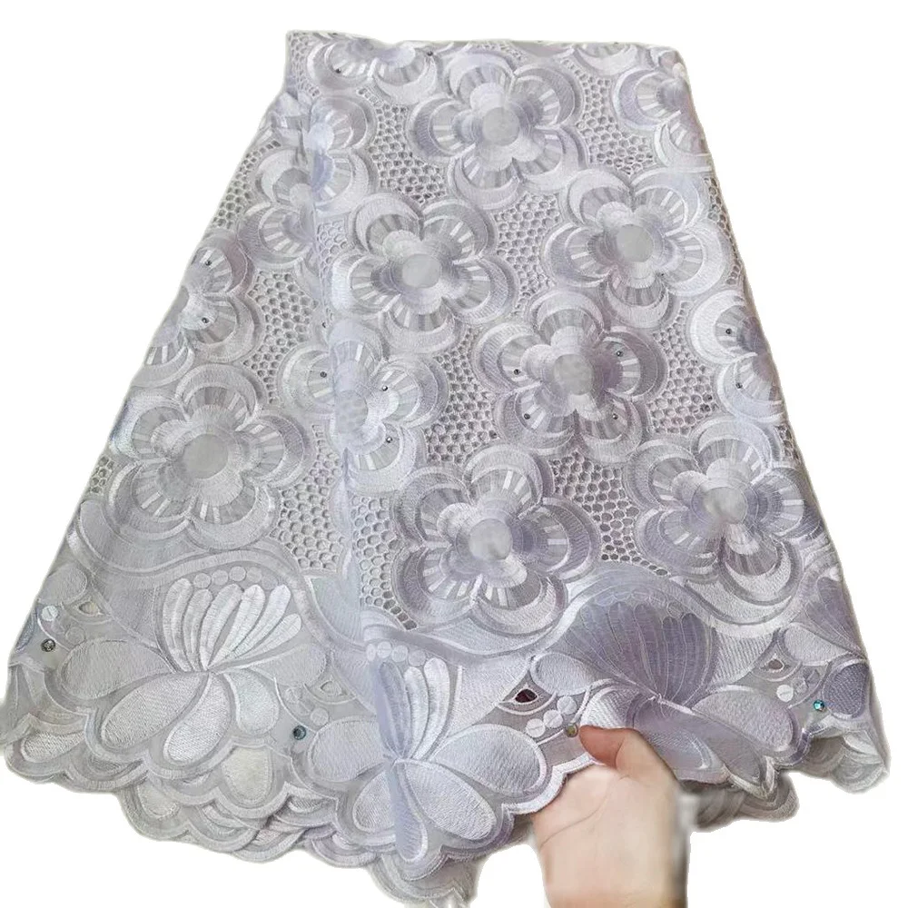 

Soft Embroidered French Cotton Lace With Stones Beautiful Bridal Swiss Cotton Lace Sewing Wedding Lace Dress