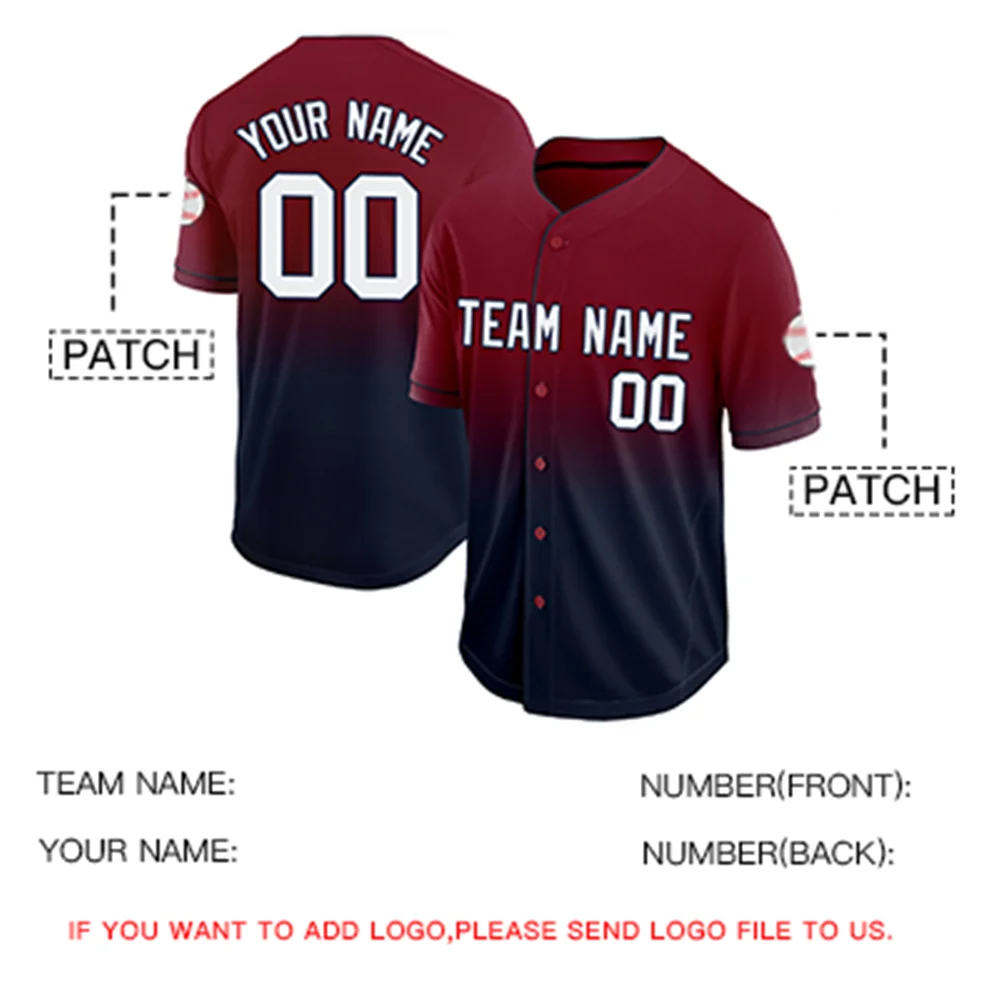 Custom Baseball Jersey Design Sewing Team/Player Name Number Add Logo Gradient Color Softball Training Shirts Button For Men/Kid