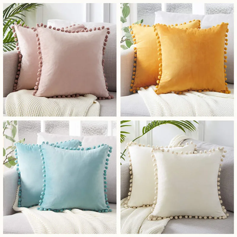 1 шт./2 шт. бархатные мягкие декоративные с шариками для волос подушки кисточками