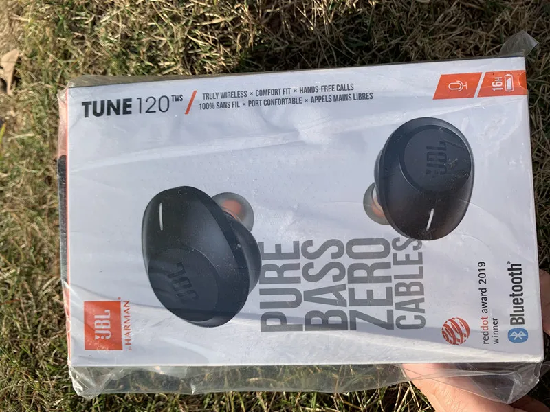 JBL T120TWS настоящие беспроводные Bluetooth наушники TUNE 120 TWS стерео наушники бас звук наушники гарнитура с микрофоном зарядный чехол - Цвет: Черный