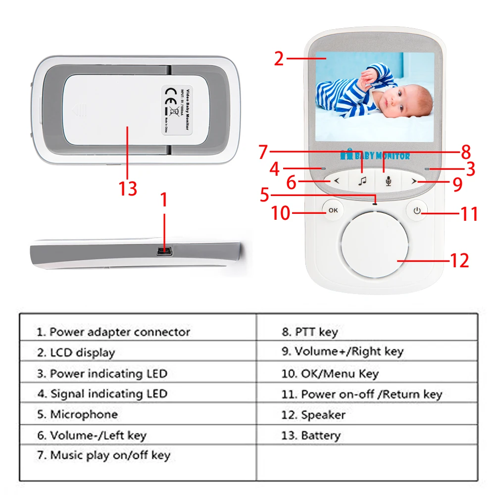 

Baby Monitor Wireless Video Nanny Baby Camera intercom Night Vision Temperature Monitoring Cam babysitter nanny baby phone vb605