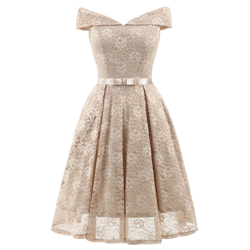 2021 Новые модельные дамские пикантные туфли Сезон лето Плечо кружевное платье с