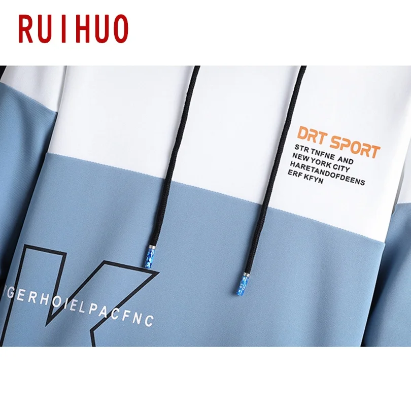 

RUIHUO Patchwork Pullover Hoodie Men Clothing Streetwear Sweatshirt Men Harajuku Man Hoodies Hip Hop Clothes 4XL 2021 Spring