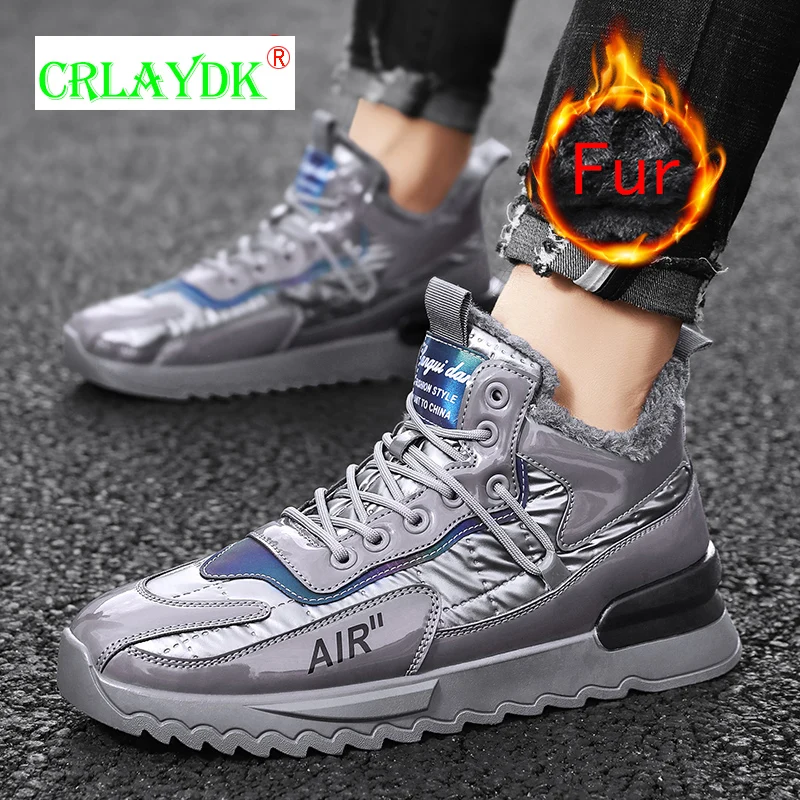 

CRLAYDK Winter Men's Fashion Casual Down Fully Fur Lined Snow Ankle Booties Keep Warm Boys Insulated Sports Waterproof Sneakers