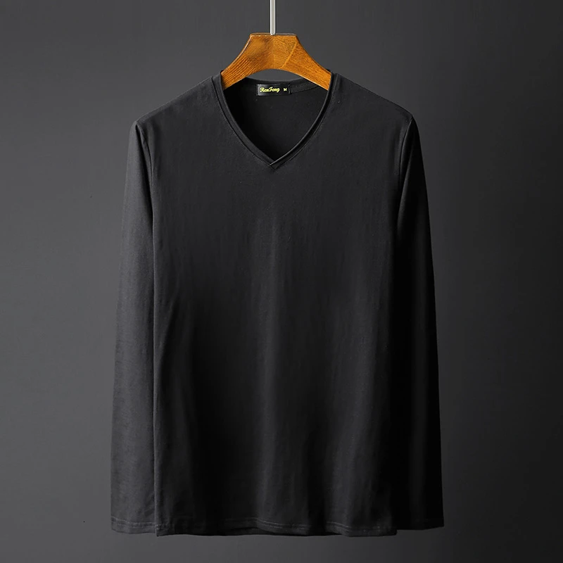V neck long sleeve Мужское боди майка мужская белая нижнее белье бамбуковый клубок хлопка Мужская спортивная майка V-образный вырез - Цвет: V neck long sleeve