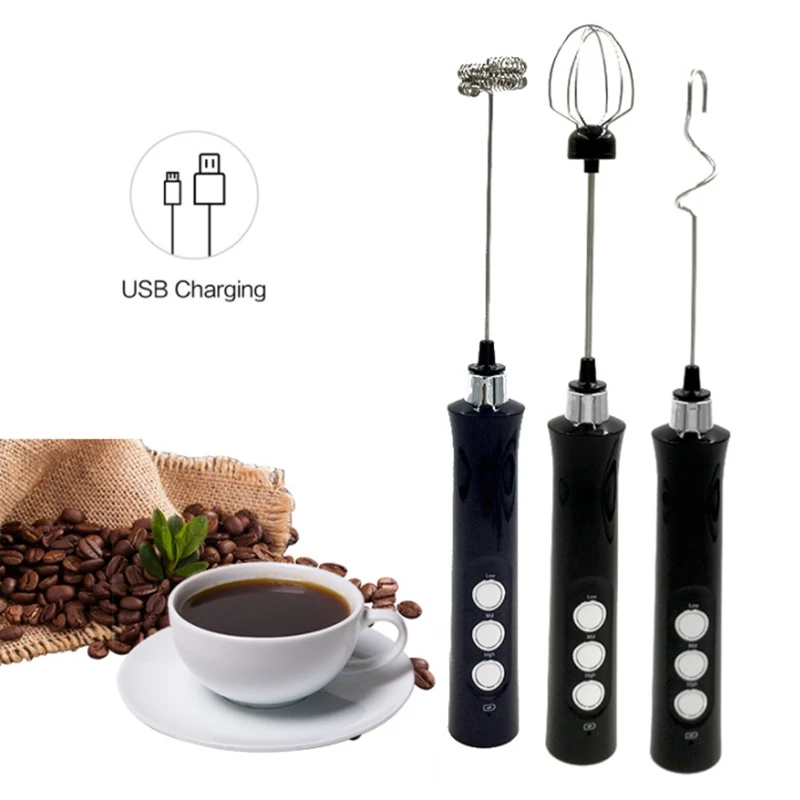 

Electric Mixer Blender Milk Frother Handheld with USB Charger Dock Stainless Bubble Maker Whisk for Coffee Cappuccino