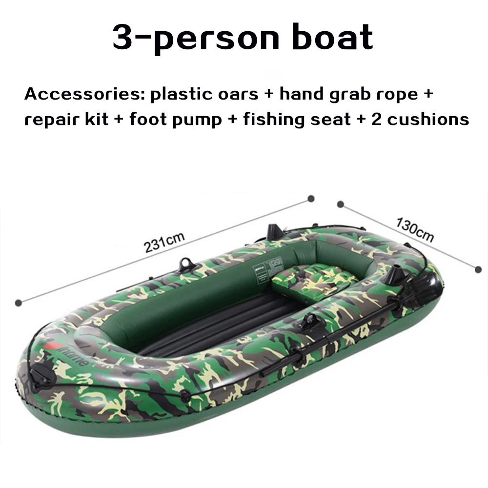 231*130CM 3 Person Inflatable Kayak Canoe With Paddles Air Pump PVC Rowing Air Boat Set Drifting Diving Inflatable Fishing Boat images - 6