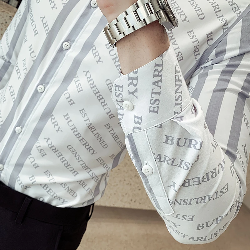 Мужская рубашка с длинными рукавами Повседневная Молодежная деловая в Корейском