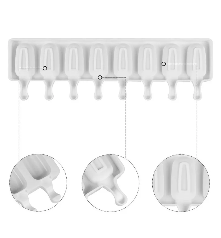 

4Grid-8 Grid Ice Cream Mold Makers Silicone Thick material DIY Molds Ice Cube Moulds Dessert Molds Tray With Popsicle