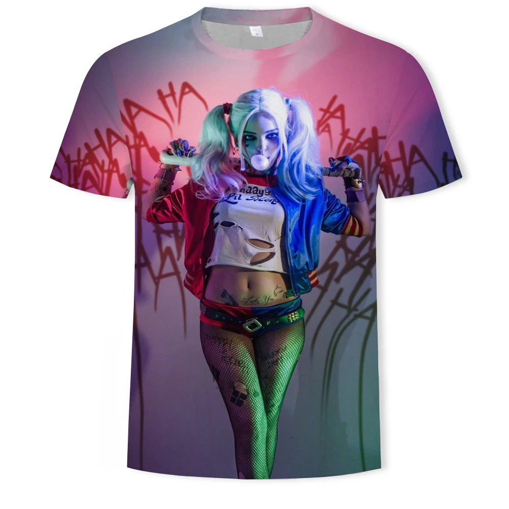 

Movie characters pop music Clown girl summer trend O-neck 3D printing T-shirt men and women casual daily Harajuku T-shirt short