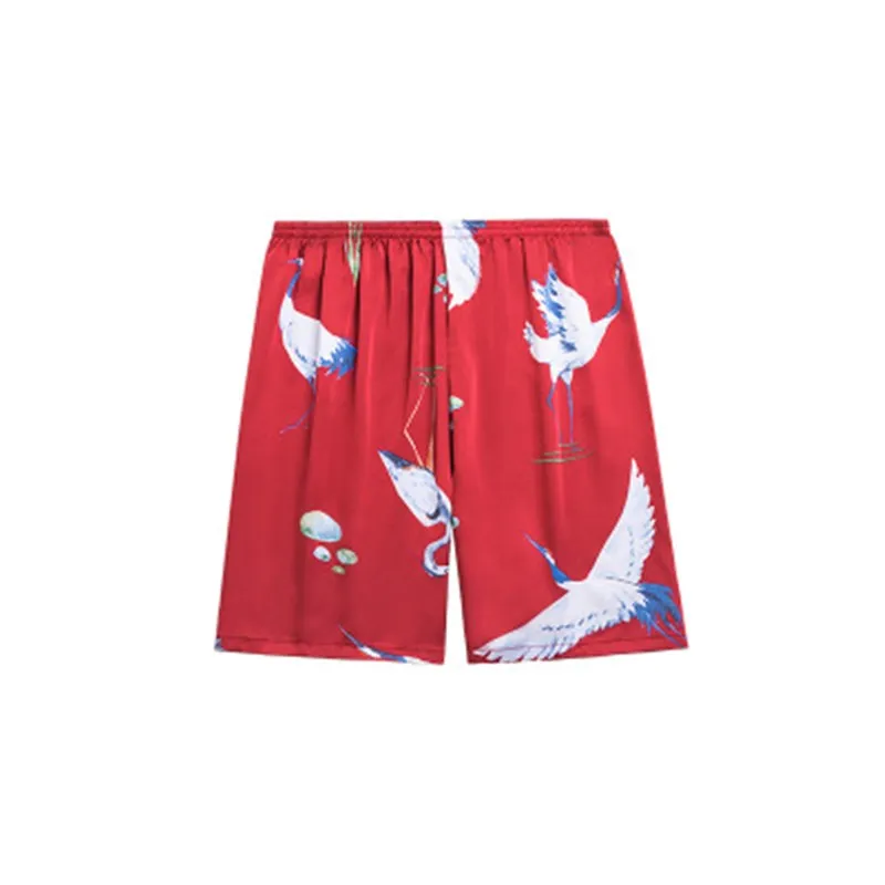 Пижама Мужская атласная шелковая пижама с шортами домашняя одежда штаны для сна