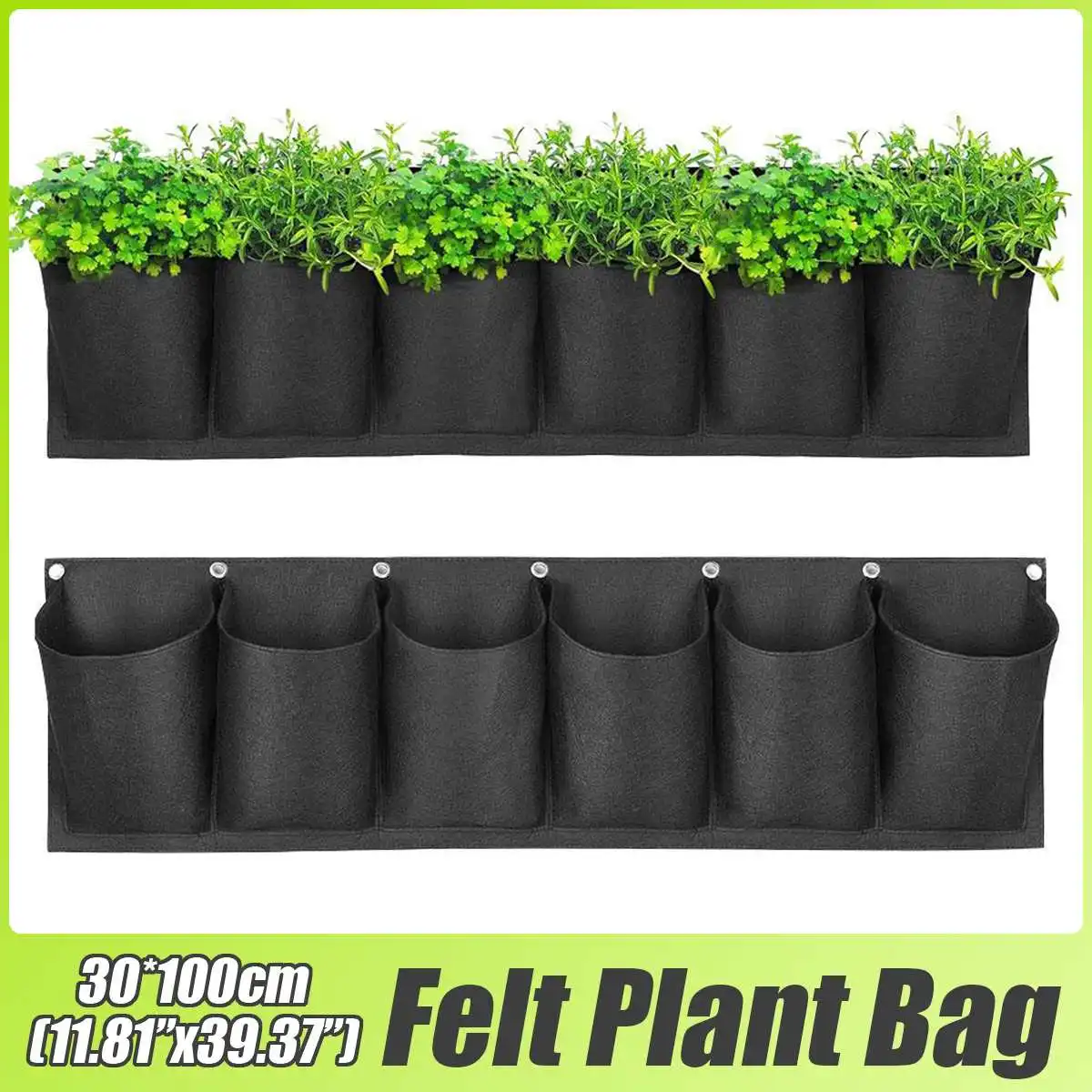 

6 Pockets Layout Hanging Garden Flower Pot Plant Wall Bag Waterproof Vertical Wall Hanging Planting Bags Outdoor Indoor Decor