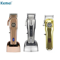 kemei retro metal cordless clippers barber cordless professional hair cutting machine shaving goldensilver beard trimmer