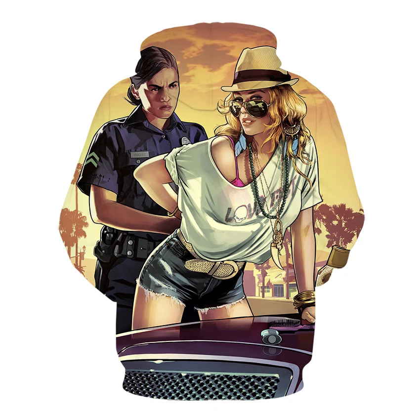 Grand Theft Auto 3D GTA 5 Необычные толстовки с капюшоном и длинными рукавами в уличном стиле, куртка с капюшоном, пальто высокого качества, унисекс, GTA5 игровая Толстовка