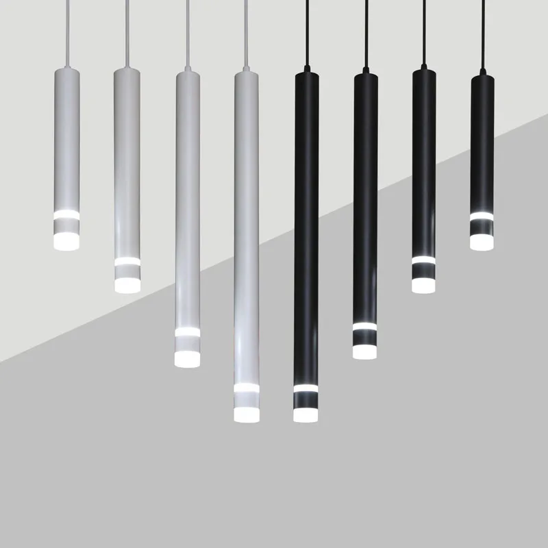Dimmable 7W  10W Pendant Led light Long Tube Kitchen Island Dining Room lights fixtures Cylinder Pipe Hanging for home decor