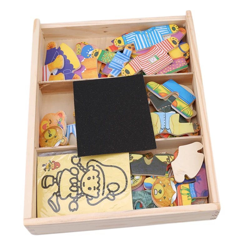 Детские игрушки трехмерные набор одежды с изображением деревянного медведя