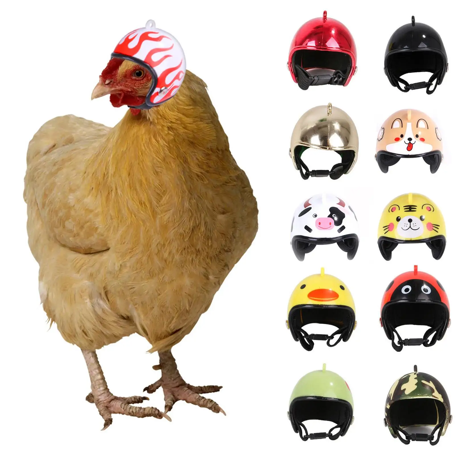 

Funny Chicken Cartoon Protective Helmet Safety Hat Bird Headgear Pet Supplies