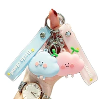 new creative cartoon cloud with grass on the head keychain cute pvc stereo doll mobile phone backpack car pendant accessory gift