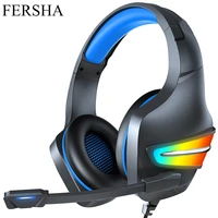 gaming headset 7 1 surround sound wired headset gamer pc for ps4 with rgb light noise cancelling mic gaming headphone