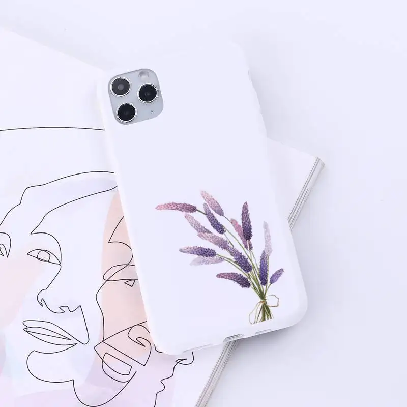 

Simple Lavender Purple Flowers Phone Case Candy Color for iPhone 6 7 8 11 12 s mini pro X XS XR MAX Plus