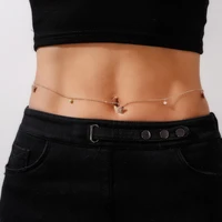 classic simple gold thin chain waist chain fashion geometric butterfly beads pendant sexy body belly chain jewelry for women