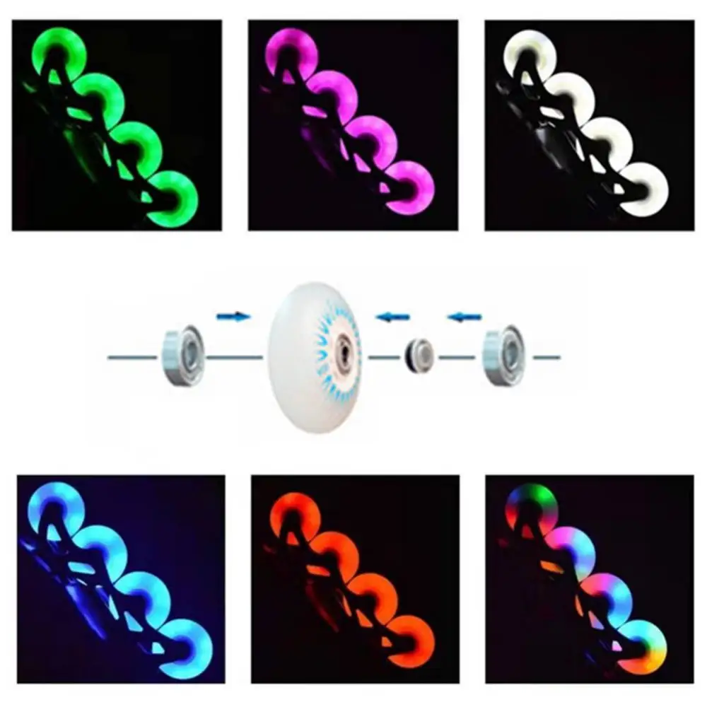 

2 pieces of 80/76/72mm outdoor roller skating inline speed skating LED lights flashing roller skating skateboard colorful lights
