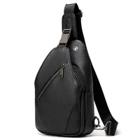 multifunction genuine leather waterproof chest bag for men luxury head layer cowhide side shoulder bag casual travel sling bag