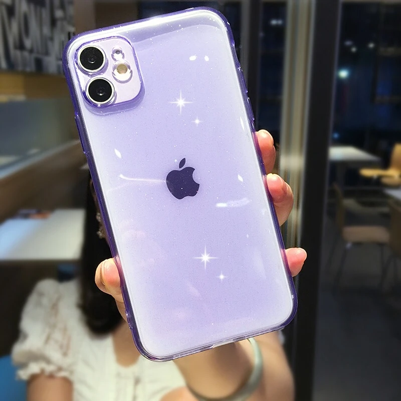 Флуоресцентный яркий блестящий прозрачный мягкий силиконовый чехол для iPhone SE 6 6s