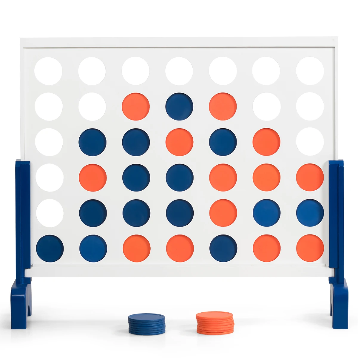 Juego gigante 4 en una fila, tablero de madera, conectar adultos y ni&ntilde;os con bolsa de transporte, blanco-0