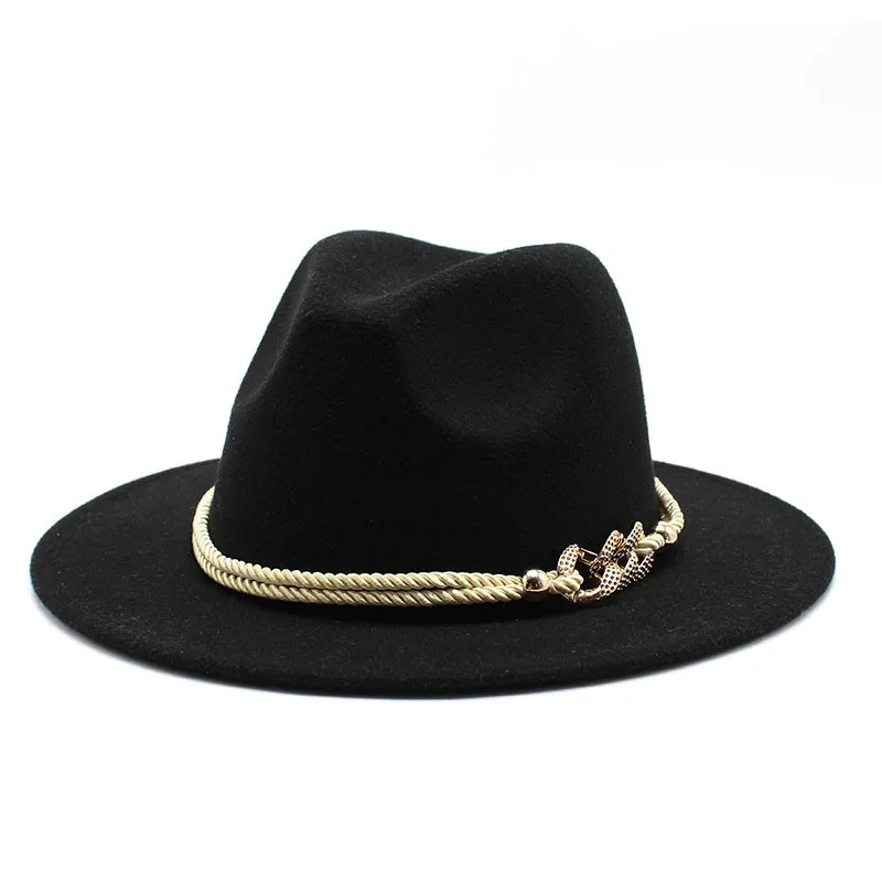 

Black/white Wide Brim Simple Church Top Hat Panama Solid Felt Fedoras Hat for Men Women artificial wool Blend Jazz Cap