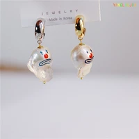 baroque pearl earrings european and american style asymmetric personality graffiti stud earrings ms jewelry gift accessories