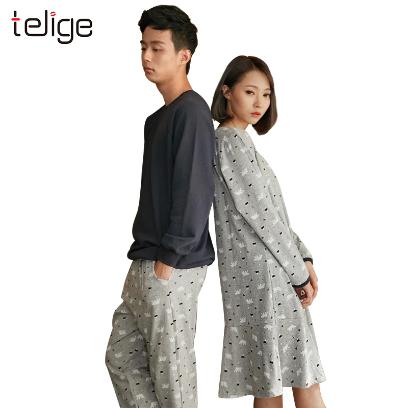 Женский пижамный комплект осенняя Вязаная хлопковая пижама с длинным рукавом и