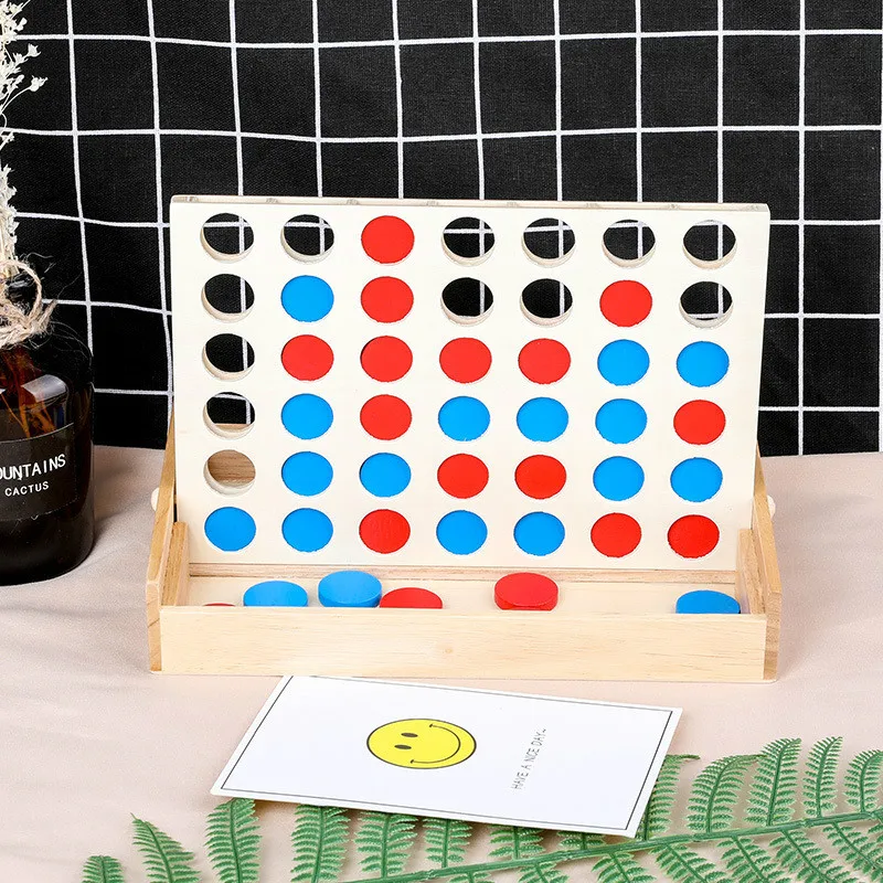 

Kids Wooden Puzzle Toys Wooden Boxed Multicolor Three-dimensional Backgammon Board Chess Game Improve Intelligence Toys