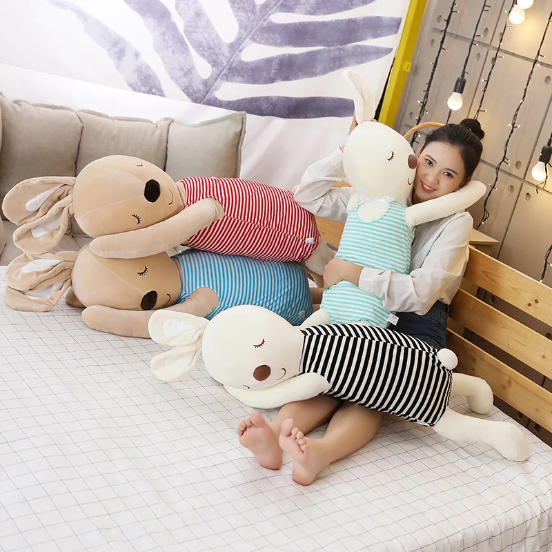 new Cute striped rabbit plush toy doll Pregnant woman long pillow stufed soft Soothing doll kids christmase gift