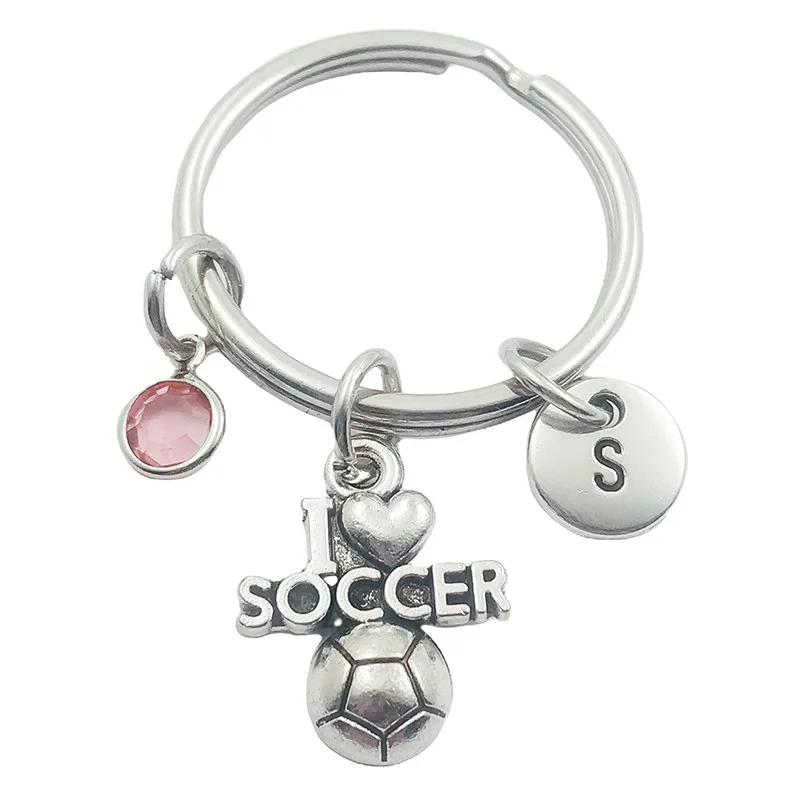 I Love Soccer оригинальные буквы монограмма камень рождения брелки брелок креативные
