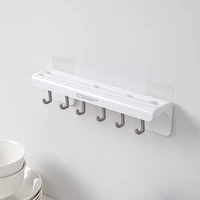 wall mount punch free cutter holder with 6 removable hooks kitchenware rack organizing stand kitchen supply moun777