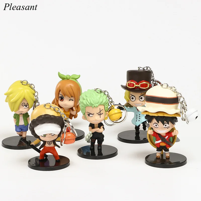 

Set of 6 One Piece Garage Keychain Cartoon Luffy Sauron Sanji Sabona Miro Doll Pendant Gift Free Shipping
